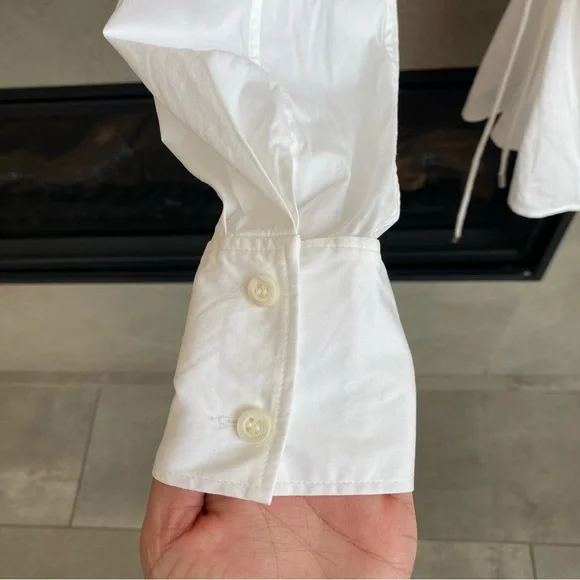 NWT THEORY WHITE LACED BUTTON DOWN, SIZE P - Picture 15 of 16